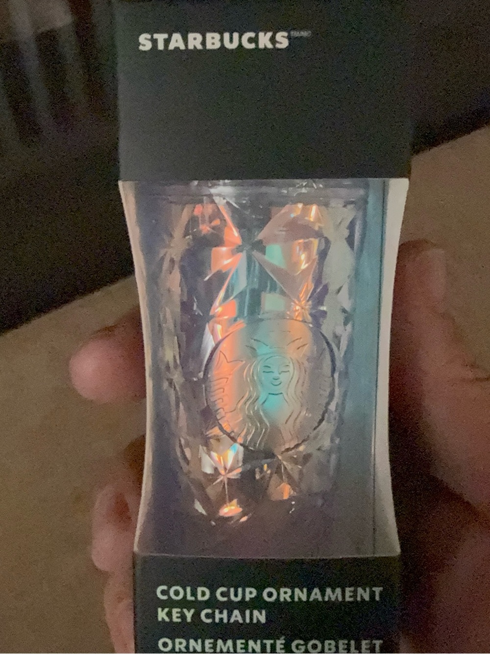 Starbucks Iridescent Holographic Cold Cup Key Chain - Silver Accents